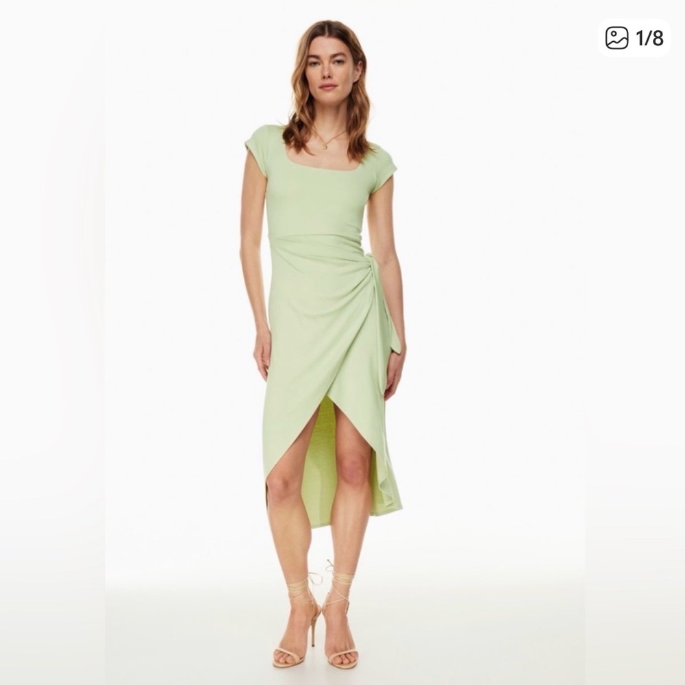 Aritzia Wilfred Wrap Midi Dress – Sage Green – XS, Light Summer Feminine